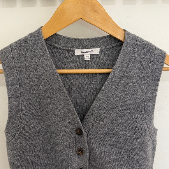 Madewell Gray V Neck Sleeveless Sweater Vest Size XXS EUC - Picture 5 of 9